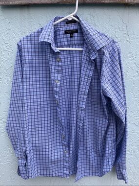 Banana Republic Men’s Light Blue Checked Dress Shirt